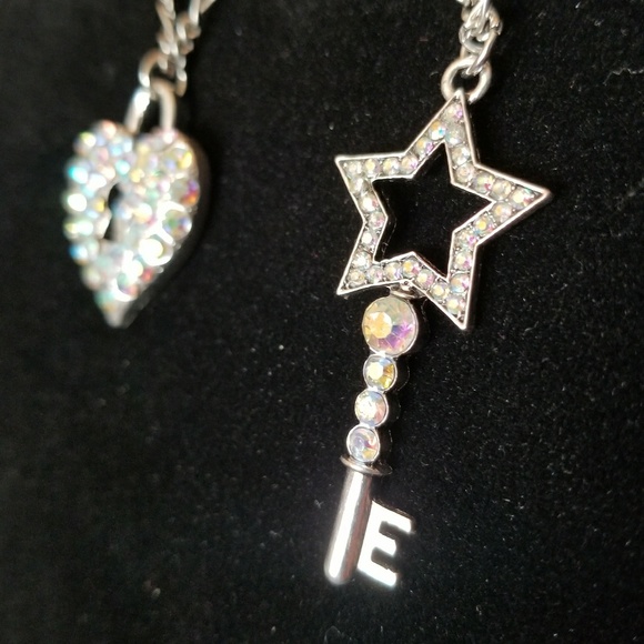 Silver Key and Crystal Heart BFF Necklaces - Picture 5 of 6